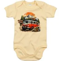 Blondie & Brownie Strampler Kinder Strampler Bus Camper Van Berge Abenteuer Baumwolle Komfort Fit (Einzelartikel) BusCamper Abenteuer Babybody Komfort