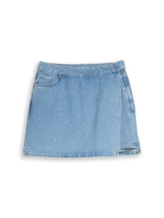 Denim Tom Tailor - Jeans Skort in Wickel-Optik clean light stone blue denim - Gr. - XS