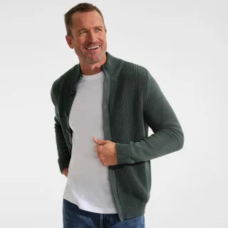 Cardigan mit Stehkragen DRIFTER für Herren, Herren, size: regular, Grün, Baumwolle, by Lands' End