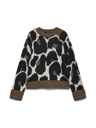 VERO MODA - VMLEONIE LS O-NECK PULLOVER BOO Cocoa Brown - Gr. - M