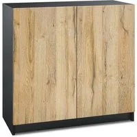 InnoFurn Kommode Elona Bürokommode (Aktenkommode, Schwarz matt (82 x 78 x 37 cm), Büroschrank mit Soft-Close & Push-to-Open