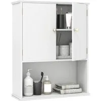 COSTWAY Hängeschrank Badezimmerschrank mit verstellbarem Regal 60x21x75cm