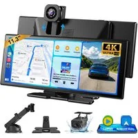 ESSGOO 11,3" Carplay Android Auto 360° Dashcam mit Rückfahrkamera Spiegel Navigationsgerät (Wireless Carplay Android Auto)