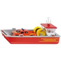 SUPER Feuerwehr Arbeitsboot, Spielfahrzeug rot/grau