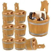 Kesper Besteckträger 8 Stück Besteckbox, 3-fach Einteilung - Kiefer - Ø 14cm, (8-tlg), praktischer Tragegriff