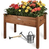 needs&wants® Hochbeet aus Holz für Garten Balkon Terrasse schmal, Pflanzkasten Kräuterbeet, Bausatz rechteckig mit Vlies-Folie Pflanzenkasten klein deko, dunkel