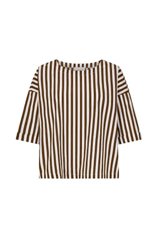 Rich & Royal - Cotton Stripe Blouse coconut bark - Gr. - 36