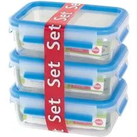 Emsa Frischhaltedose Emsa, Frischhaltedosen, 3er Set, ca. 0,55 l, blau, "Clip & Close"