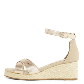 Tommy Hilfiger - Metallic-Espadrille-Sandale mit Keilabsatz gold - Gr. - 37