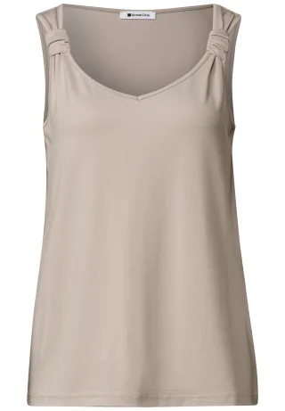 Street One - Top mit V-Neck und Knotendetail clay sand - Gr. - 38