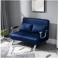 HOMCOM Schlafsofa 3 in 1 Schlafsessel, klappbar, mit Bettfunktion, Kissen, Blau, Schlafsessel 1 Teile, für Wohnzimmer, Schlafzimmer, Blau