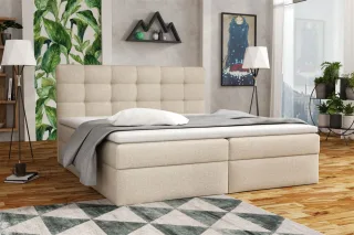 Boxspringbett Schlafzimmerbett DORIANO 200x200cm Stoff Sawana Beige