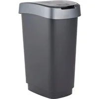 ROTHO Mülleimer Rotho Swingeimer Twist 50 L schwarz silber