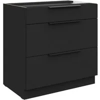 Küchen-Preisbombe Auszugsunterschrank 80 cm Küche SIENA Schwarz Vollauszug Soft-Close Küchenzeile