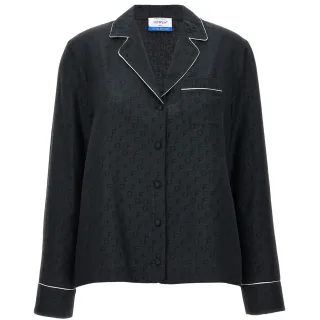 Off White - Hemd für Damen, Reverskragen (Schwarz)