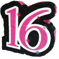 Funny Fashion Pinata Geburtstags Dekoration, Sweet 16 - Schwarz Pink 4