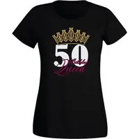 G-graphics T-Shirt 50 – Birthday Queen Slim-fit Damen T-Shirt mit Motiv zum Geburtstag