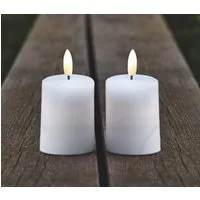 Sirius Home A/S LED-Kerze Sille Outdoor 2er Set 5x6,5cm weiß (2er Set), Flackernde 3D Flamme