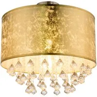 GLOBO LIGHTING LED Deckenleuchte, Leuchtmittel inklusive, Warmweiß, Kristall Deckenleuchte gold Esszimmer LED Deckenlampe