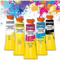 CLEOPATRA Aquarellfarbe 5 TUBEN GOUACHE IN BLISTERVERPACKUNG, JE 10ml : WEISS, PRIMÄRGELB, MAG
