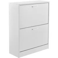 en.casa Schuhschrank »Sykkylven« Schuhkipper mit 2 Klappen 81 x 63 x 24 cm Weiß