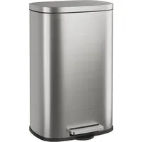 WLIVE Mülleimer Küche 50L, Edelstahl Tretmülleimer mit Inneneimer & Soft-Close, robustes Fußpedal, geruchsdichter Abfalleimer für Küche/Bad/Büro