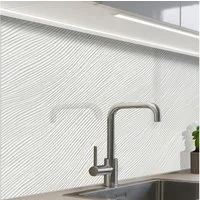 KitchenYeah Küchenrückwand Muster selbstklebend (keine Folie) Wellen - Rippen - Weiß, (1-tlg), Spritzschutz, Küche, Rückwand, Küchenwand, Küchenfront, 30x20 cm