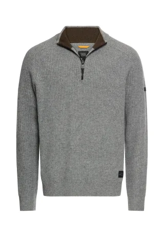 camel active - Strick-Troyer aus reiner Lammwolle grey melange - Gr. - 3XL