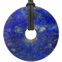 Lebensquelle Plus Edelstein Lapislazuli Donut, 40 mm Anhänger + Baumwollband