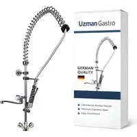 Uzman Stangenbrause-Set Gastro Geschirrbrause Spültischarmatur mit Wasserhahn, Mischbatterie, 1 tlg.