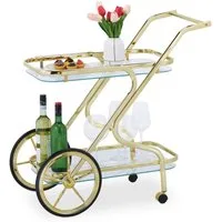 relaxdays Servierwagen aus Messing & Glas
