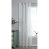 Gardinenbox Gardine (1 St), Ösen, transparent, Polyester, Leinenoptik Stickerei Blattmuster 2023495