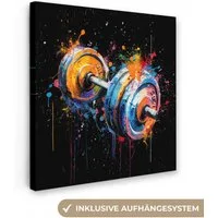 OneMillionCanvasses® Leinwandbild Graffiti - Sport - Fitness - Kurzhantel - Fitnessstudio, Fotodruck (1 St), Wandbild, Deko Schlafzimmer Wohnzimmer Flur 20x20 cm