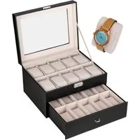 shelfmade Uhrenbox Uhren Aufbewahrungskiste Uhrenbox Uhrenkoffer Uhrenkasten für 20 Uhren