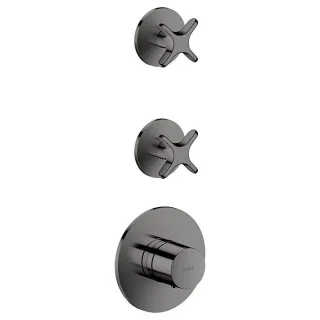 hansgrohe AXOR One Thermostatmodul 48712330 Unterputz, 2 Verbraucher, mit Kreuzgriff, polished black chrome