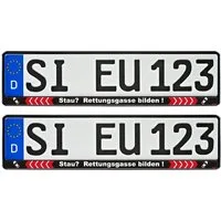 PistolaPeppers Warnschild Zwei Kennzeichenhalter BEI STAU RETTUNGSGASSE BILDEN 2er Schildhalter