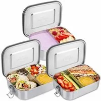 SILBERTHAL Lunchbox Brotdose Edelstahl Set, Edelstahl, Silikon, (3-tlg., 3er Set), Auslaufsicher, Geschmacks- & Geruchsneutral