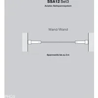 PHOS Design Seilspanngarnitur : Axiales Seilspannsystem aus Edelstahl bis zu 3m für, Gardinen und Vorhänge, (Modell:, SSA12Set3), mit Wand zu Wand Montage - 100% Made in Germany