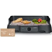 Severin Elektrogrill PG 8593, 2000 W, Edelstahl-Grillrost, Tischgrill 200°C, wenig Rauch, In-&Outdoor, 2000W
