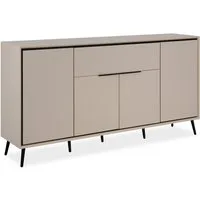Finori Sideboard 4 Türen, 1 Schublade, 6 Böden, in Sand / Schwarz - 175x90x38cm (BxHxT)