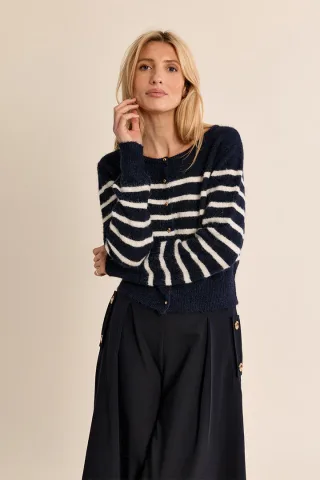 molly bracken - Gestreifte Strickjacke blau - Gr. - S