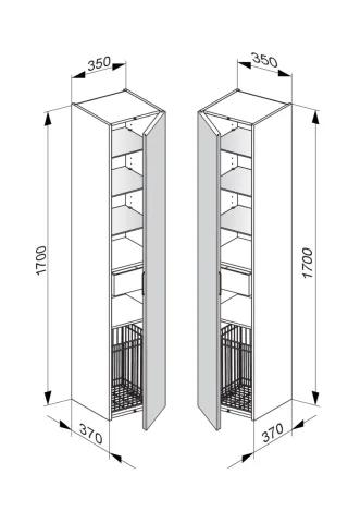 Keuco Hochschrank Edition 11 31331, Anschlag links, B: 350, H: 1700, T: 370 mm 31331110001