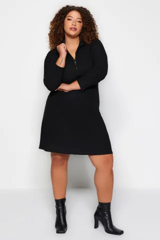 Curve Damen Unifarbene Mini-Langkleider, lässig, bequem, in Übergrößen