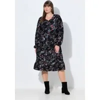 Ulla Popken Midikleid Midikleid Schmetterlinge A-Linie V-Ausschnitt