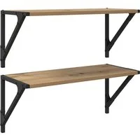vidaXL Regal Wandregale Wandhalterung 2 pcs Artisan-Eiche 60 x 25 x 25,5 cm, 2-tlg.