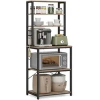 VASAGLE Standregal Küchenregal, Mikrowellen-Regal, 6 Haken, 6 Ablagen, 40 x 60 x 167 cm, Stahlrahmen, Industrie-Design, für Küche