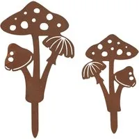 Maximex Gartenstecker Pilz (2-St) Gartendekoration, wetterbeständig, Edelrost-Effekt mit feiner Patina