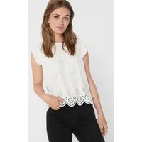 ONLY Rüschentop ONLSILLA LIFE S/L FRILL TOP WVN NOOS Baumwolle, regular fit, Rundhals