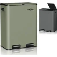 MAXCRAFT Biomülleimer Mülleimer 60 Liter Treteimer Stahl Soft Close Abfalleimer Grün