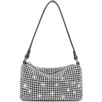 Miss Lulu Clutch Glitzer-Clutch mit Kristallbesatz & abnehmbarer Kette, Silber